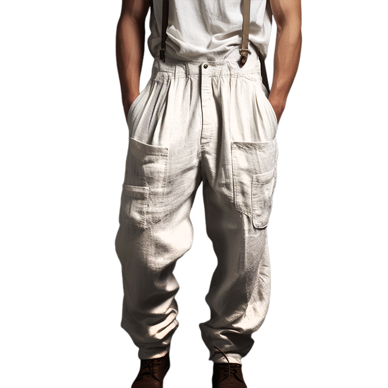 Men's Retro Casual Linen Breathable Loose Long Pants 04974970TO