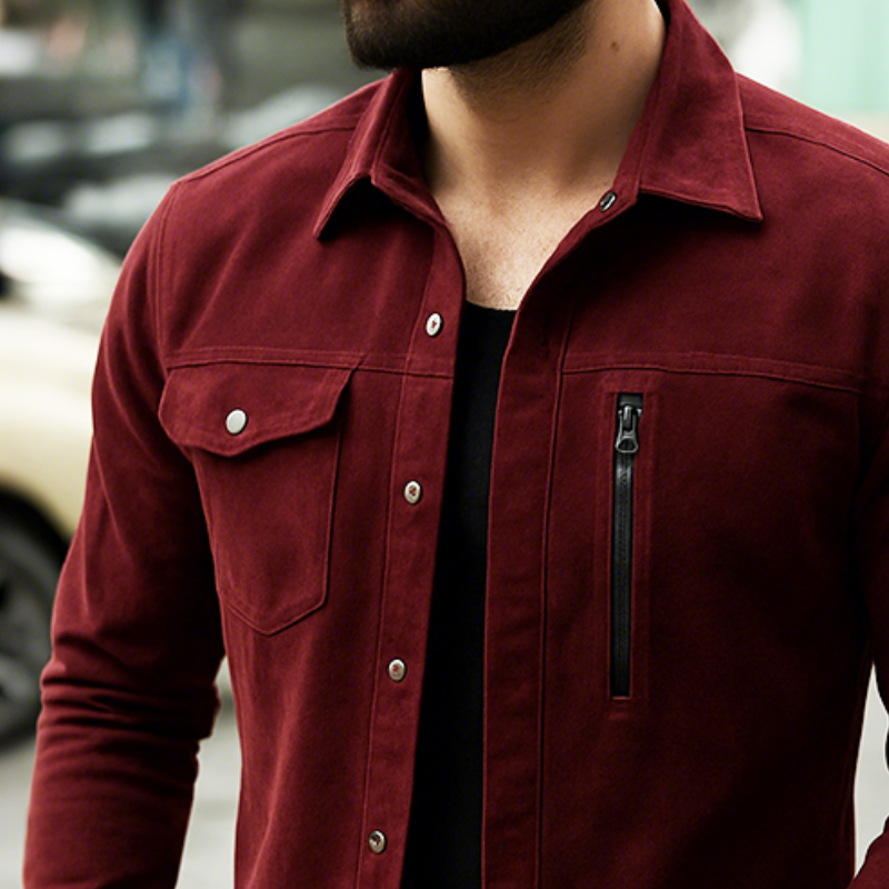 Men's Casual Vintage Suede Lapel Long-sleeved Shirt Jacket MTA0664H5TO