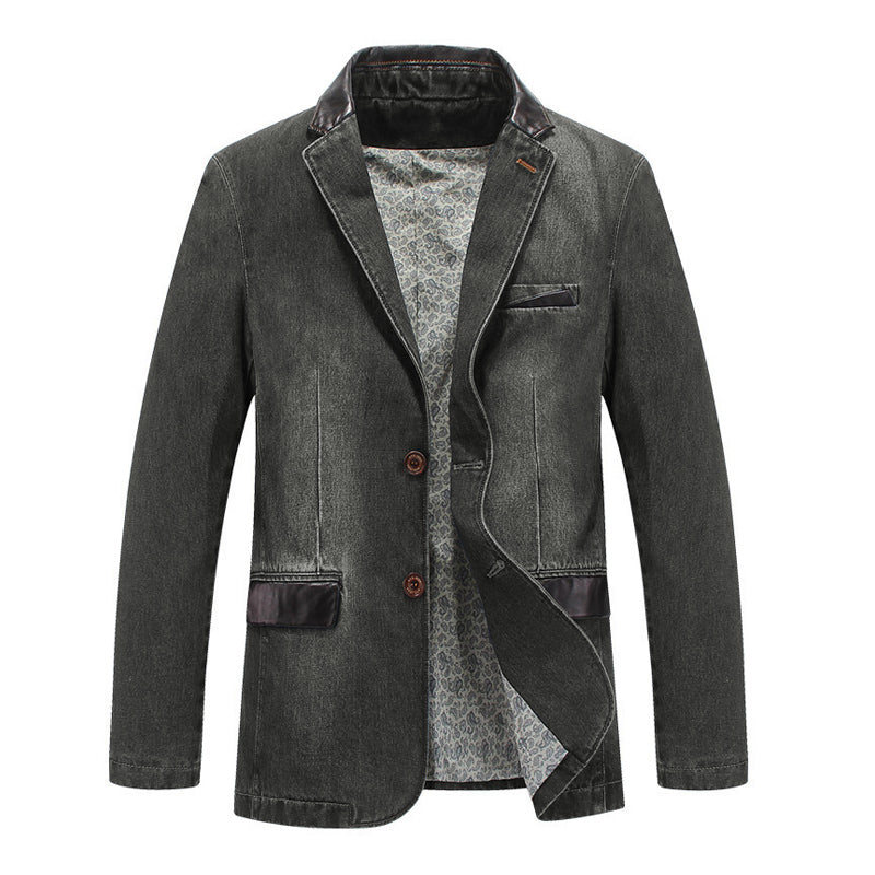 Men's Lapel Single Breasted Denim Blazer 27056629M