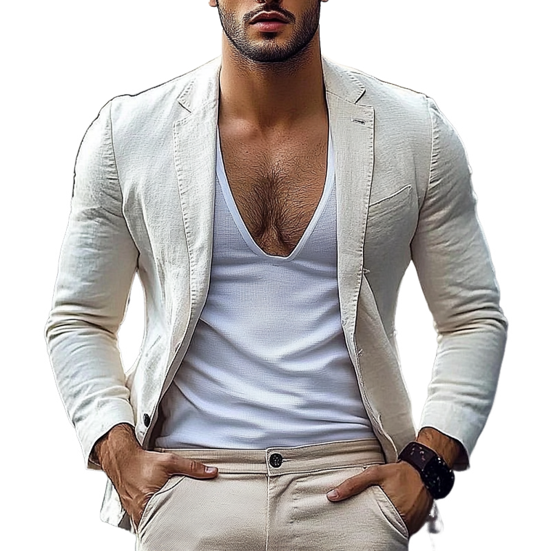 Men's Cotton Casual Single Breasted Blazer MTA2525G0X