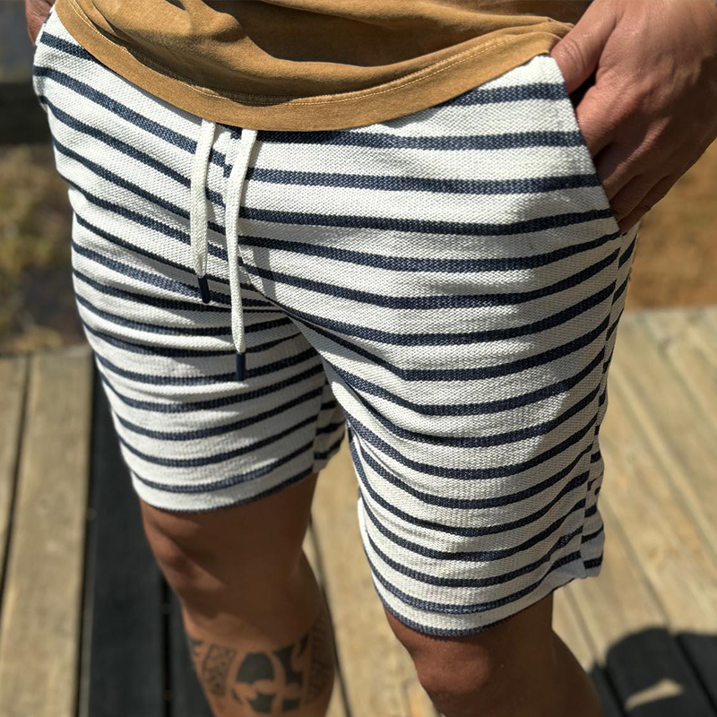 Men's Casual Sailing Stripe Drawstring Shorts MTA0431G1TO