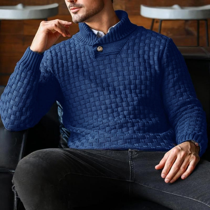 Men's Casual Jacquard Knit Lapel Sweater 15858753Y