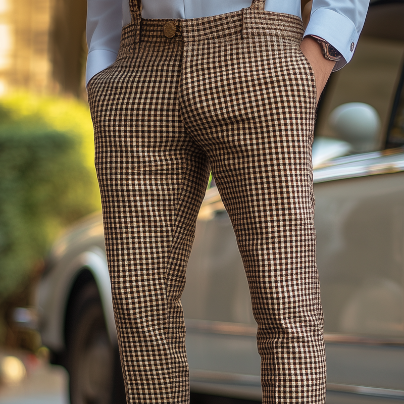 Men's Fashion Plaid Slim Fit Pants 43681164Z