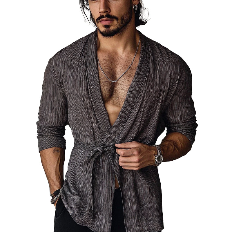 Men's Casual Loose Tie Long Sleeve Cardigan 76886872X