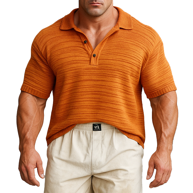 Men's Summer Fashion Knitted Thin Short Sleeve Polo Shirt MTA0880G8P