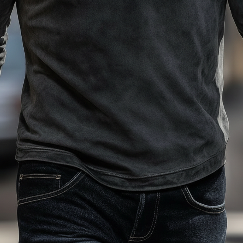 Men's Vintage-style Faux Suede Half-zip Long-sleeved T-shirt MTA1081L2P