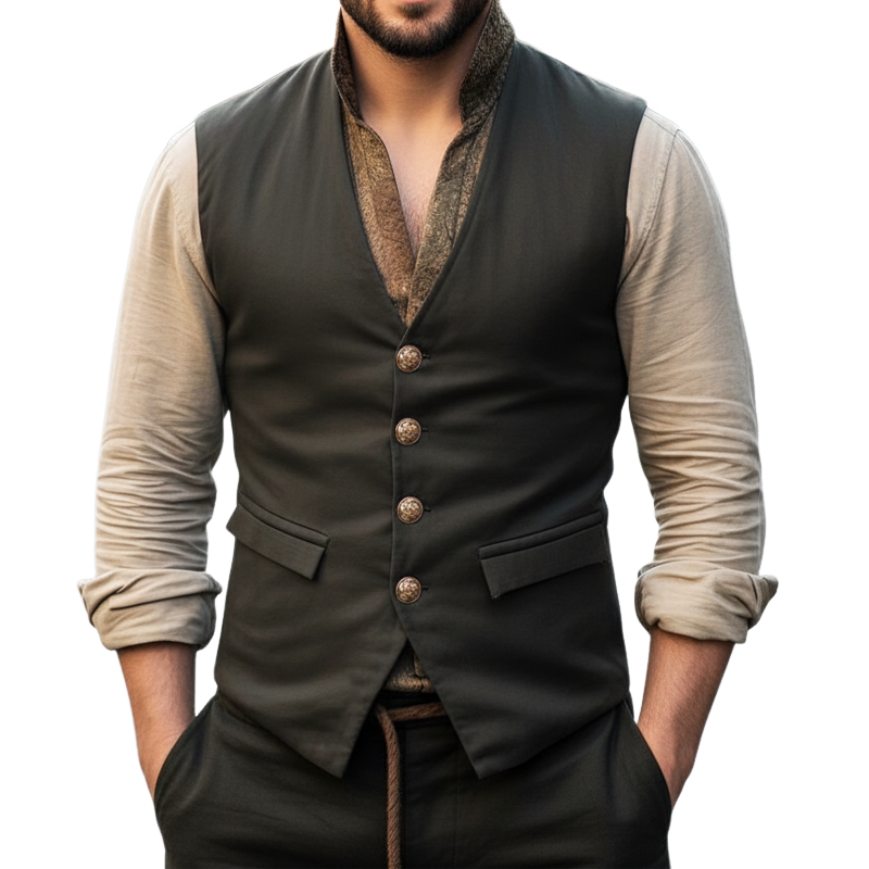 Men's Classic Single-breasted V-neck Vest MTA2309I2U