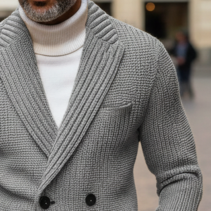 Men's Classic Notched-lapel Double-breasted Knitted Cardigan MTA1975I1U
