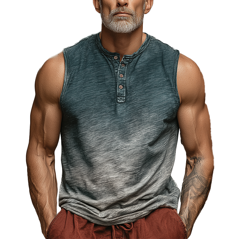 Men's Summer Retro Gradient Print Cotton Blend Tank Top MTA1026G1P