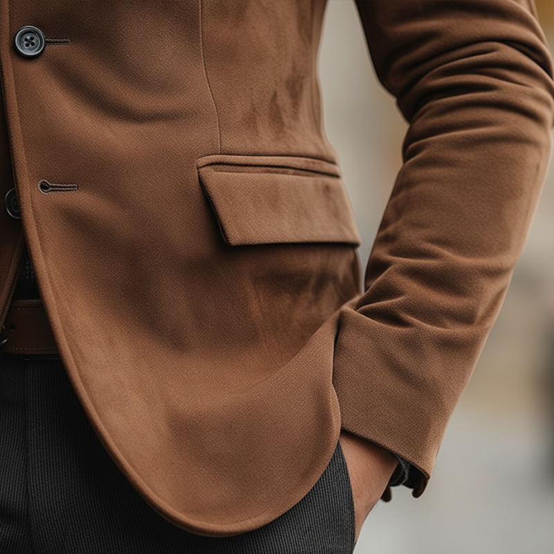 Men's Retro Faux Suede Stand Collar Button Jacket MTA1208L6P