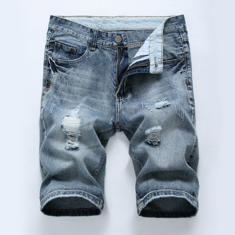 Men's Vintage Ripped Denim Shorts 89137494Y