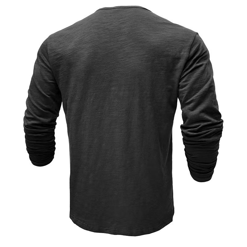 Men's Casual Skin-friendly Dark Gray Long-sleeved T-shirt 72467955U