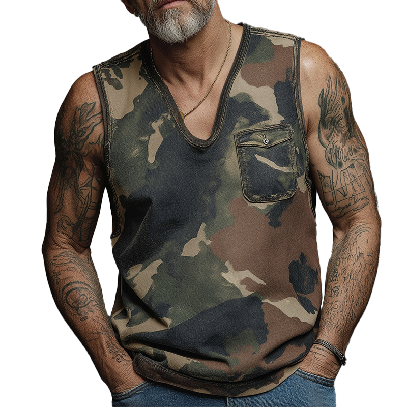 Men's Summer Fashion Camouflage Print Cotton Blend Tank Top MTA1576G5P