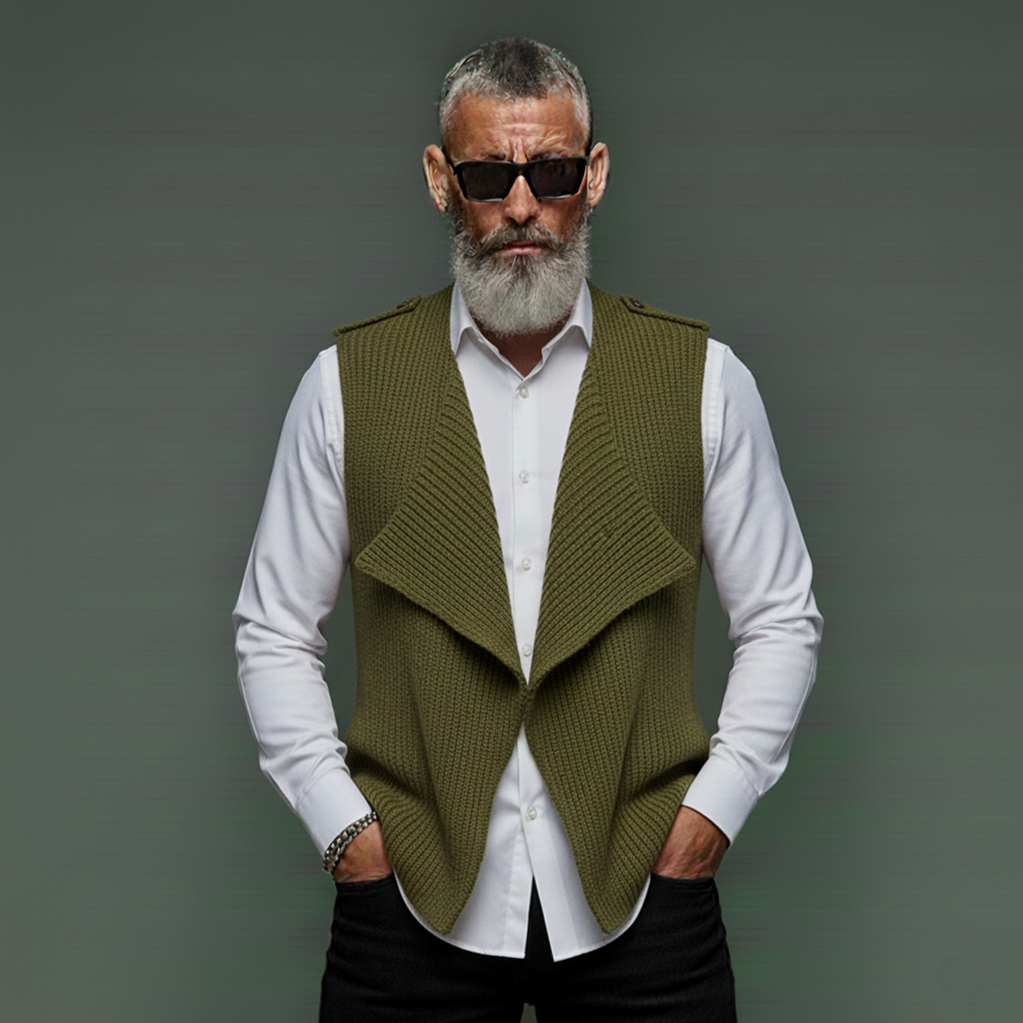 Men's Classic Lapel Casual Knitted Vest MTA1880L9K