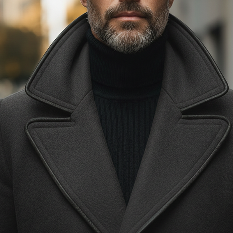 Men's Winter Vintage Style Faux Wool PU-trimmed Button-up Jacket MTA1776L2P