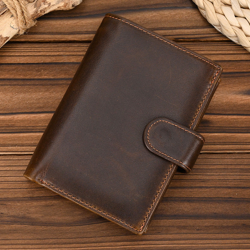 Men's Solid Color Vintage Top Layer Cow Wallet 59709015X