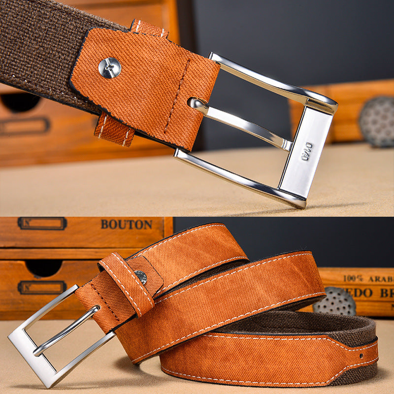 Men's Versatile Vintage Canvas Patchwork Belt 02184205U