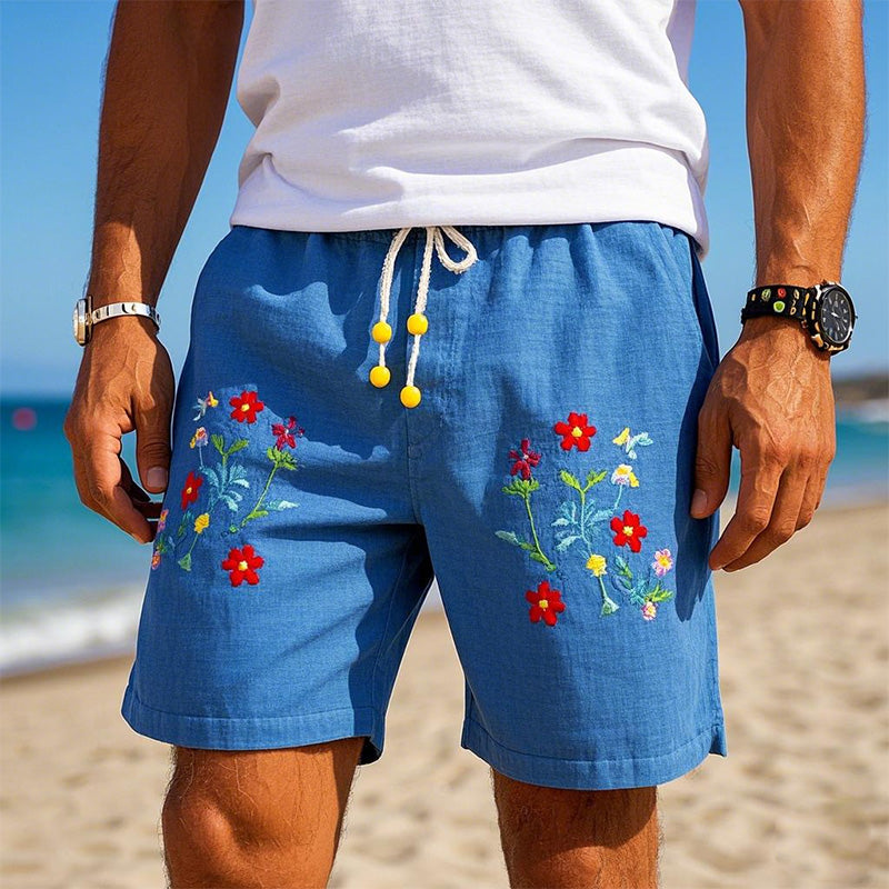 Men's floral embroidered blend shorts MTA1490C4P