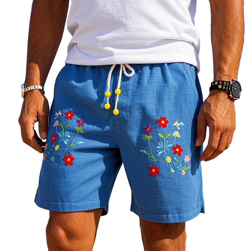 Men's floral embroidered blend shorts MTA1490C4P