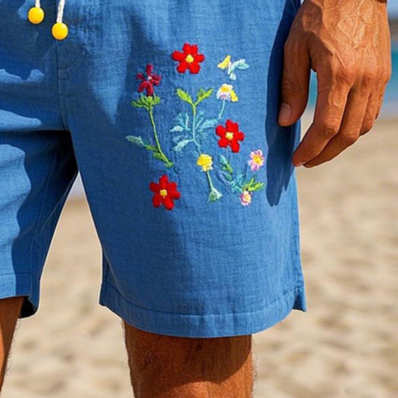 Men's floral embroidered blend shorts MTA1490C4P