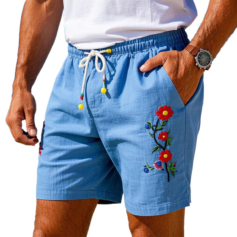 Men's Simple Embroidered Lightweight Beach Shorts MTA1479C3P