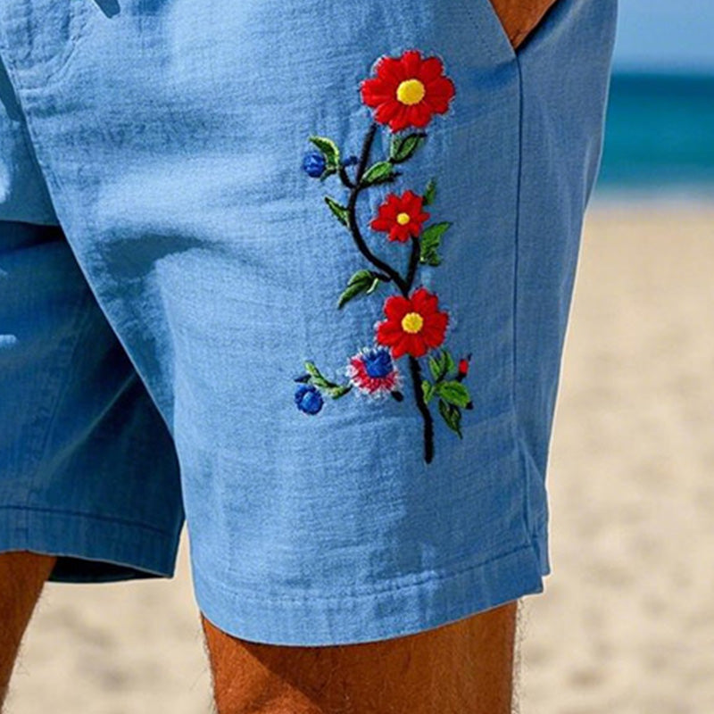 Men's Simple Embroidered Lightweight Beach Shorts MTA1479C3P