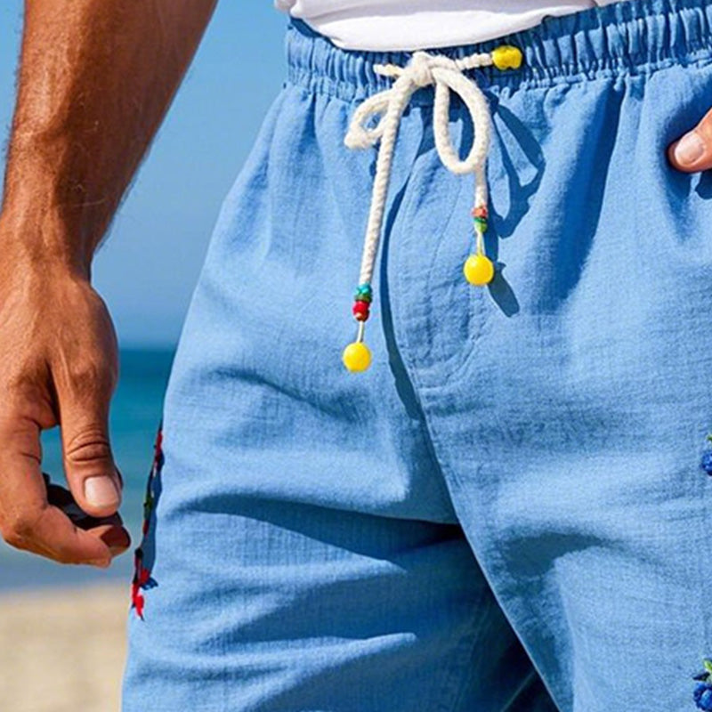 Men's Simple Embroidered Lightweight Beach Shorts MTA1479C3P