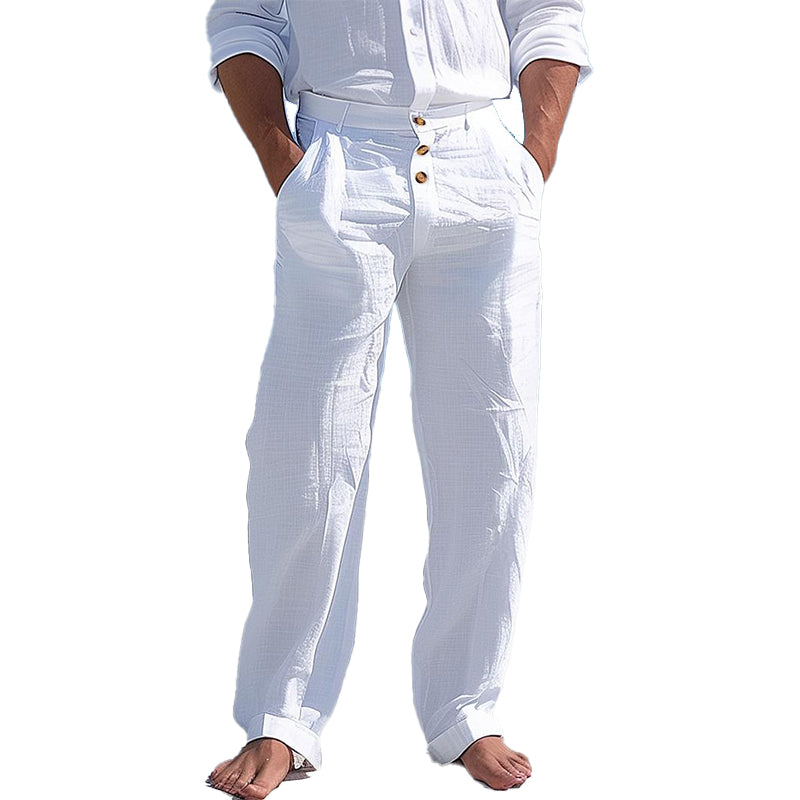 Men's Casual Cotton Solid Color Pants MUA1410C6X