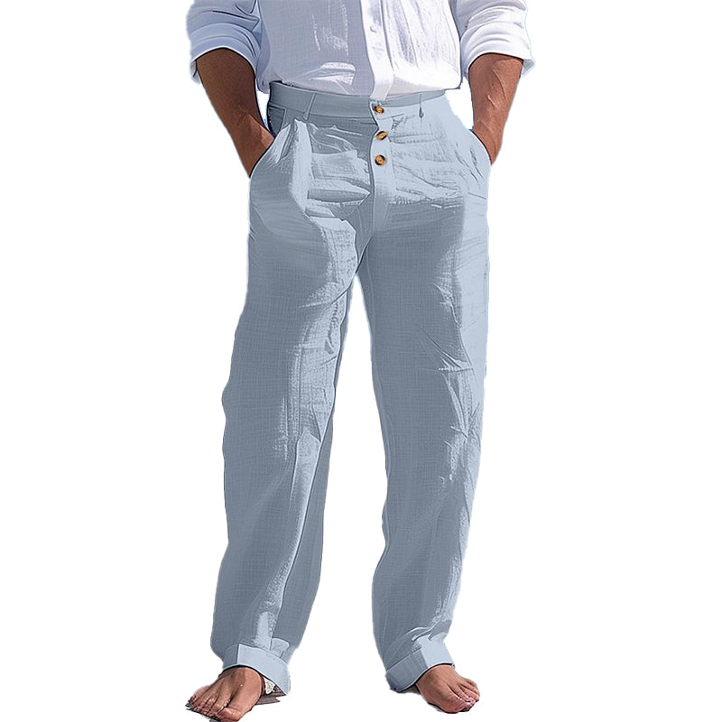 Men's Casual Cotton Solid Color Pants MUA1410C6X