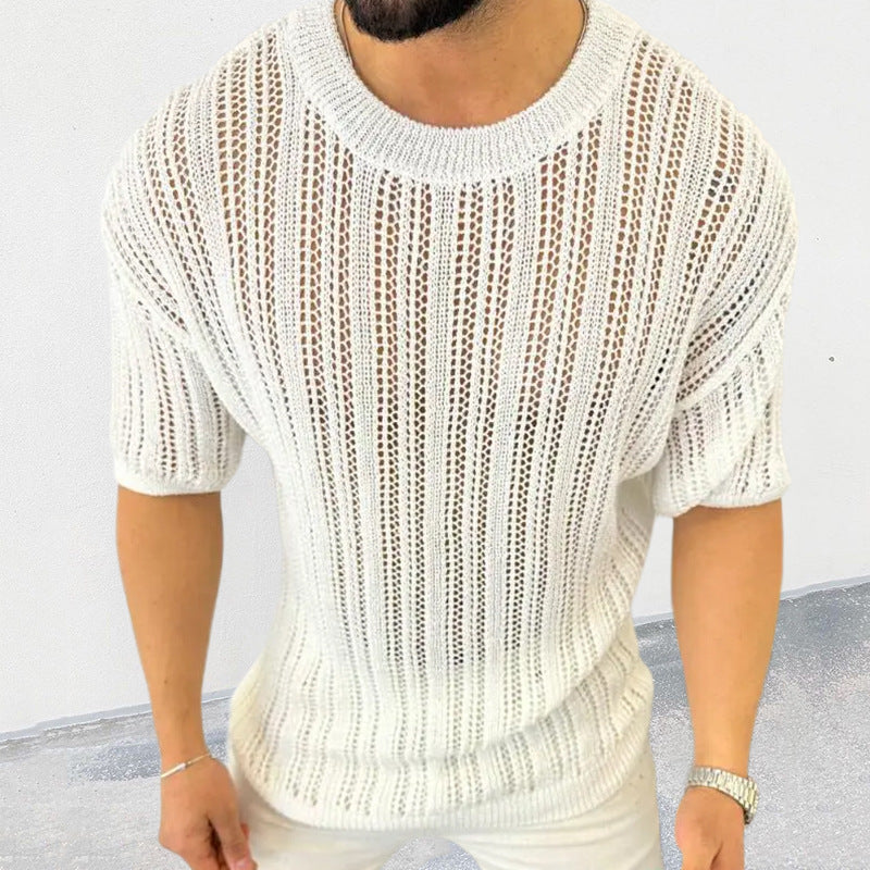 Men's Fashion Casual Round Neck Short Sleeve Knitted T-shirt MTA1729C7K