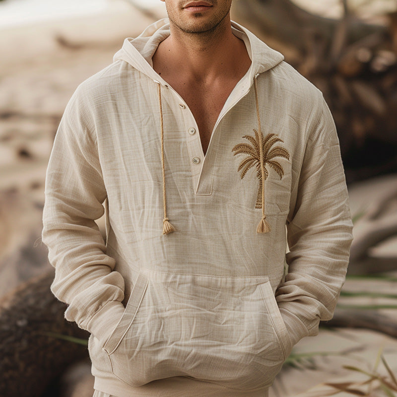 Men's Palm Leaf Embroidered Hoodie MTA1762C0P