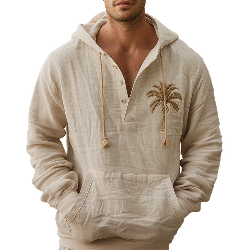 Men's Palm Leaf Embroidered Hoodie MTA1762C0P