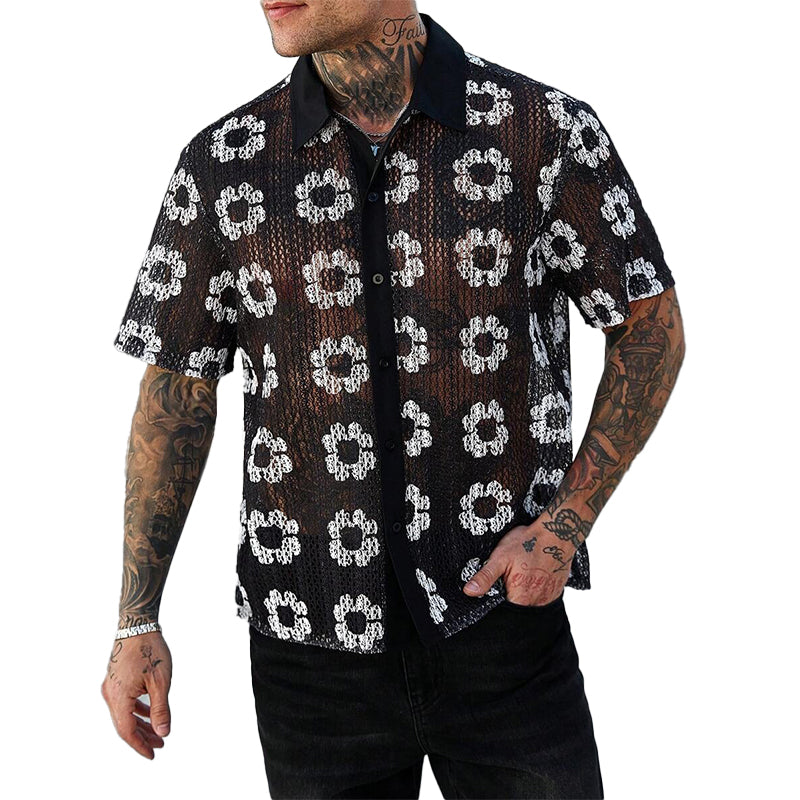 Men's Knitted Jacquard Short Sleeve Shirt MTA1876C6X