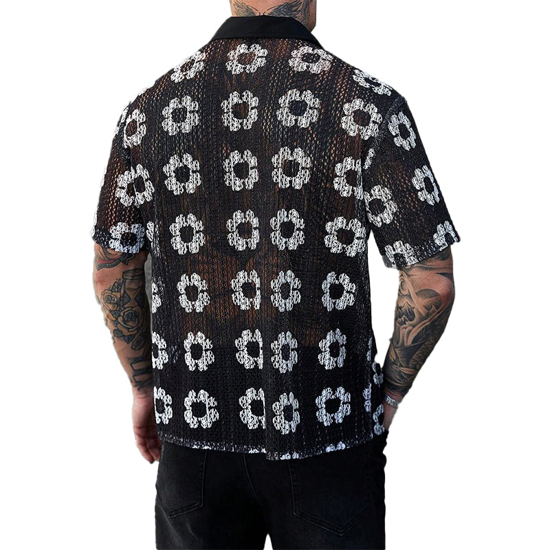 Men's Knitted Jacquard Short Sleeve Shirt MTA1876C6X