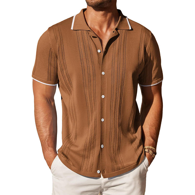 Men's Knitted Single-Breasted Short-Sleeved Polo Shirt MTA1849C2X