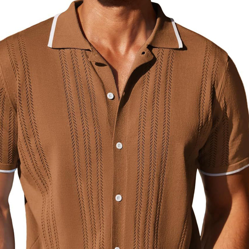 Men's Knitted Single-Breasted Short-Sleeved Polo Shirt MTA1849C2X