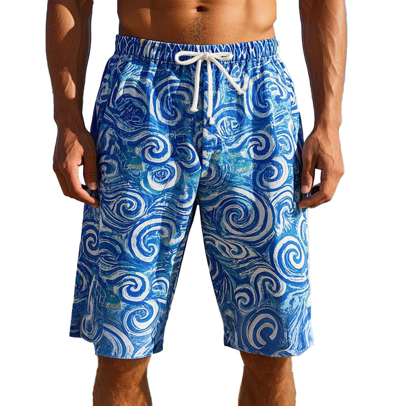 Men's Swirl Print Casual Shorts MTA1856C3P