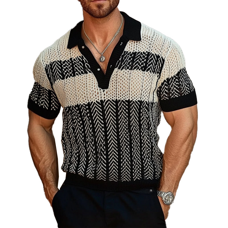 Men's Striped Jacquard Short Sleeve POLO Shirt MTA1708C7X