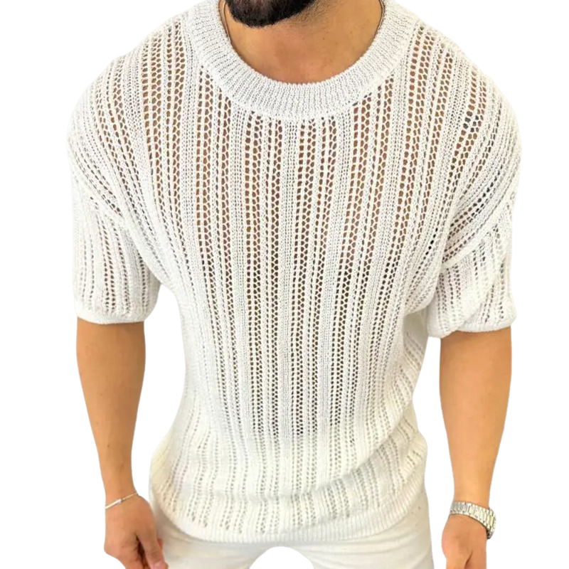 Men's Fashion Casual Round Neck Short Sleeve Knitted T-shirt MTA1729C7K