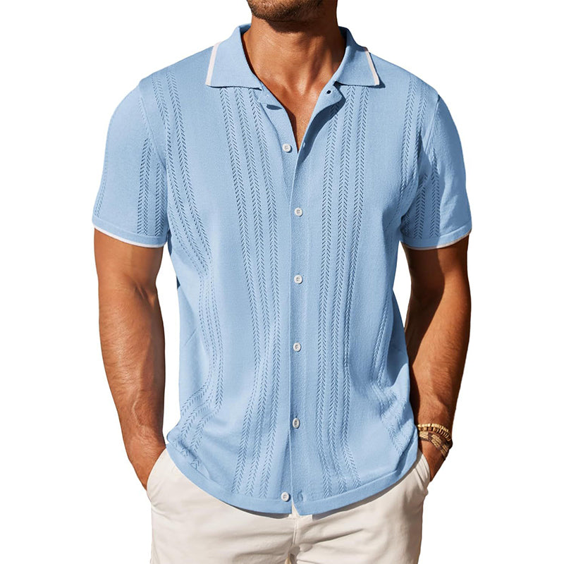 Men's Knitted Single-Breasted Short-Sleeved Polo Shirt MTA1849C2X