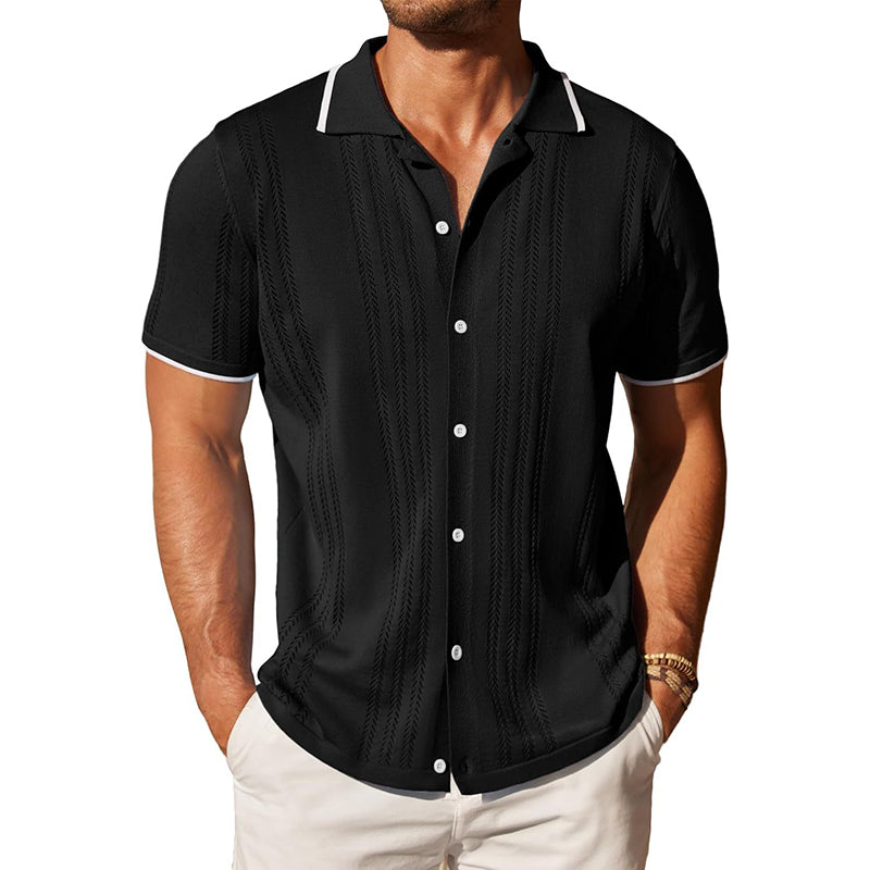 Men's Knitted Single-Breasted Short-Sleeved Polo Shirt MTA1849C2X