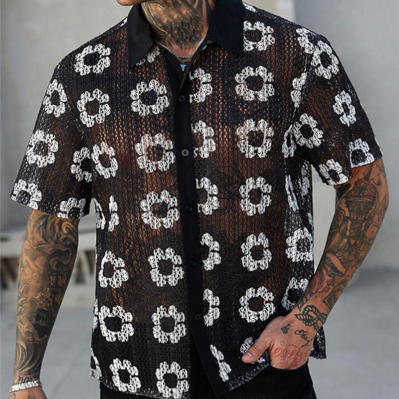 Men's Knitted Jacquard Short Sleeve Shirt MTA1876C6X