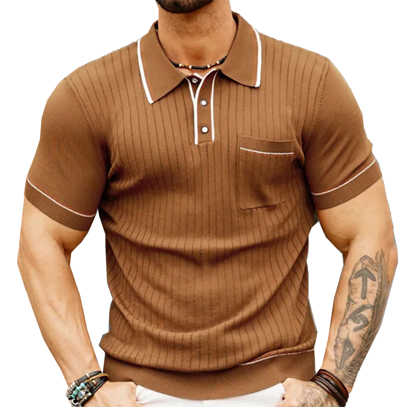 Men's Classic Casual Pocket Knit Slim Fit Short Sleeve POLO Shirt MTA1922C6K