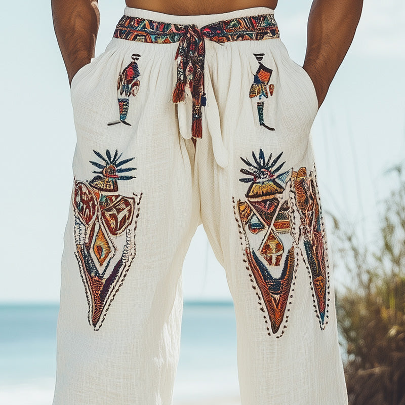 Men's Tribal Embroidered Casual Trousers MTA2176C8P