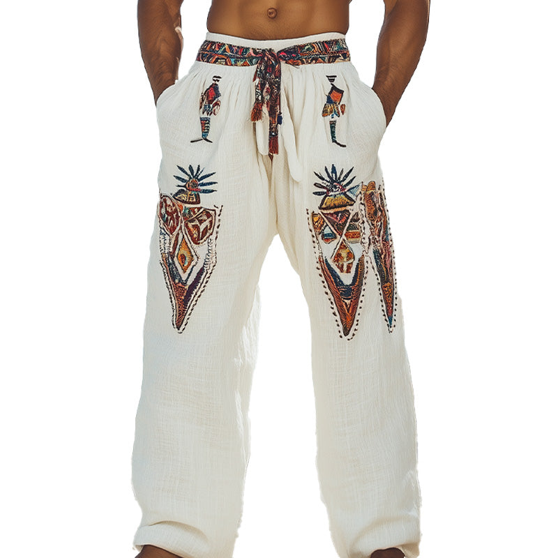 Men's Tribal Embroidered Casual Trousers MTA2176C8P