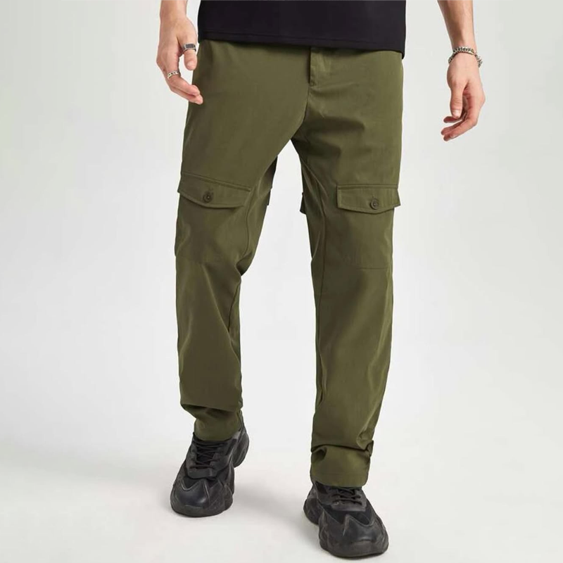 Men's Solid Straight Multi-pocket Cargo Pants MTA2274C8Z