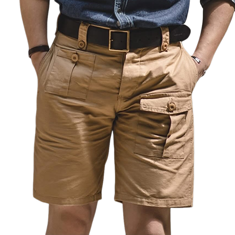 Men's Solid Straight Multi-pocket Cargo Shorts MTA2272C9Z