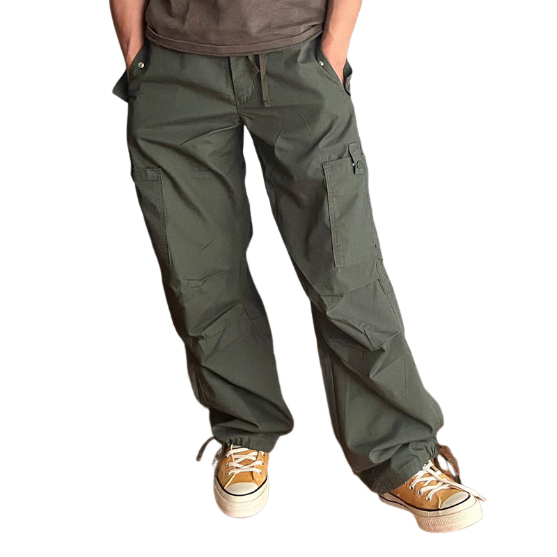 Men's Solid Straight Multi-pocket Cargo Paratrooper Pants MTA2279C4Z