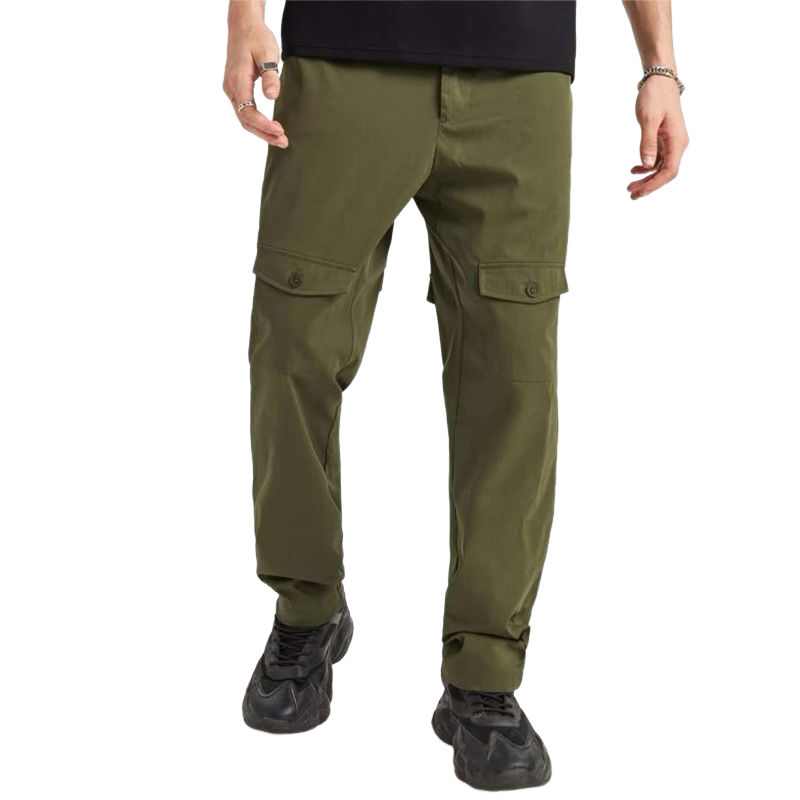 Men's Solid Straight Multi-pocket Cargo Pants MTA2274C8Z