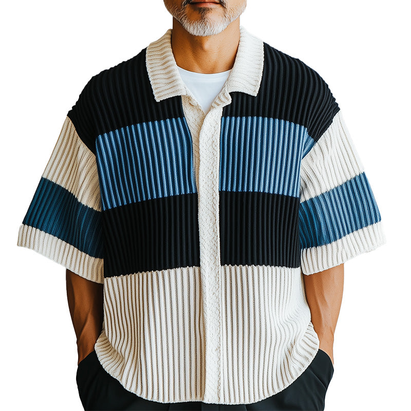 Men's Fashion Knitted Short Sleeve Shirt MTA2437C2P